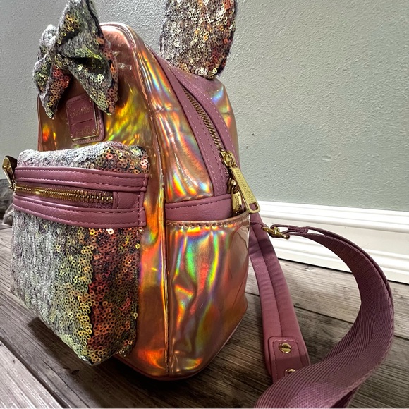 NWOT Loungefly Disney Parks Minnie Mouse Earidescent Mini Backpack 50th - Picture 7 of 16